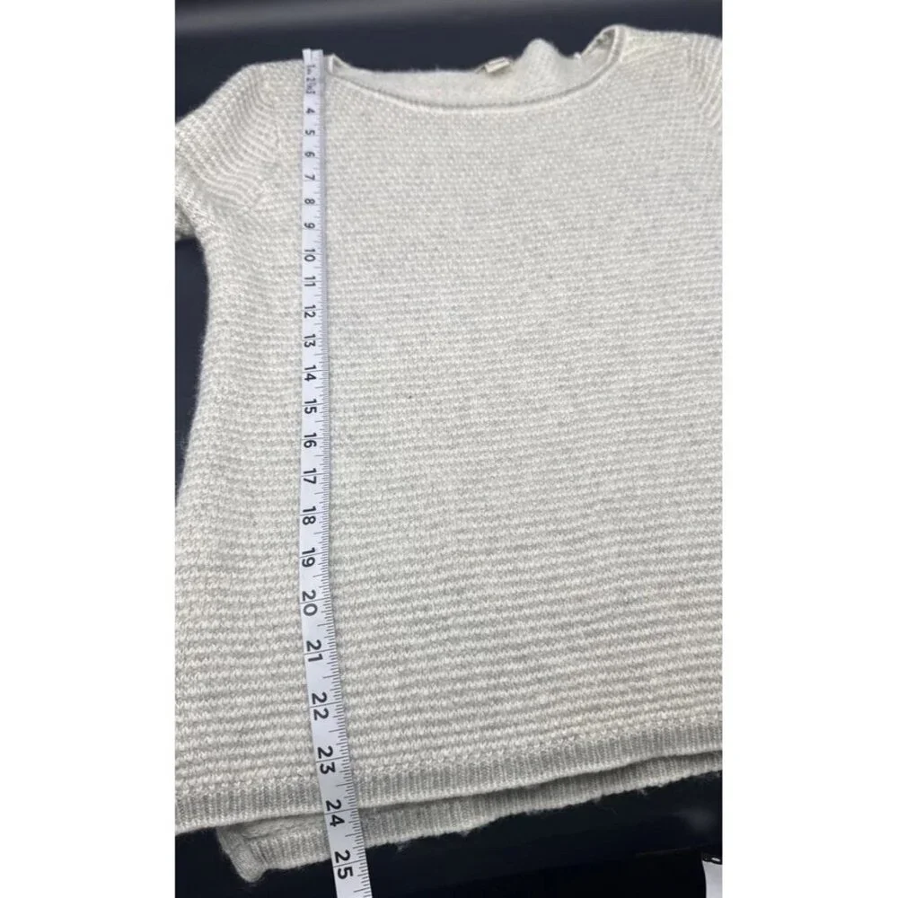 J. Crew Women’s Gray Striped Merino Wool Blend Crew Neck Sweater‎ Top Sz Large